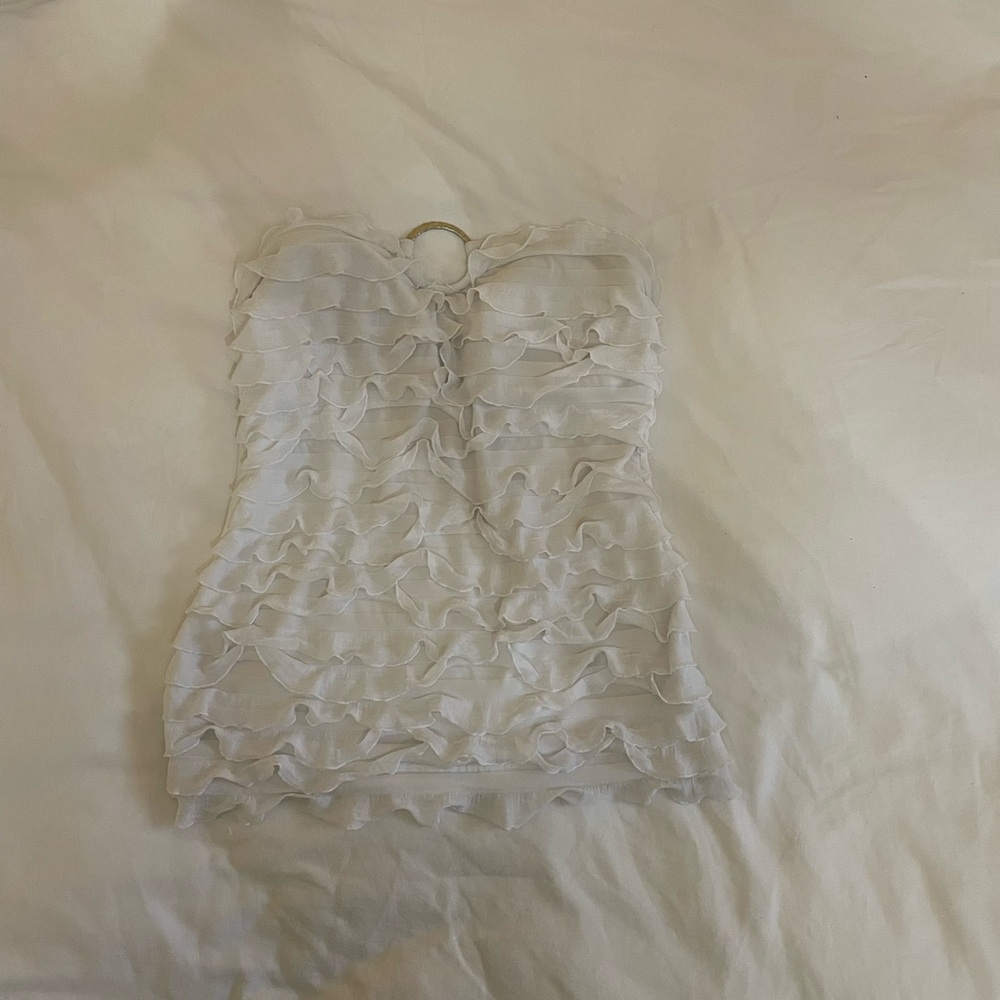 Elegant White Ruffle Tube Top